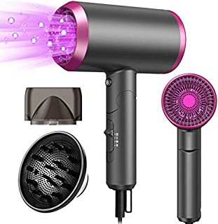 Blow Dryer with Diffuser Ionic Hair Dryer, Dupeakya 1800W Professional Hair Dryer with 3 Heating/ 2 Speed for Fast Drying, Portable Hair Dryer for Home Travel Salon - Constant Temperature Hair Care