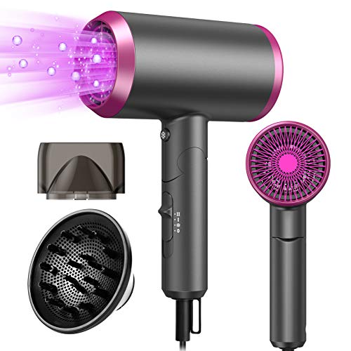 Blow Dryer with Diffuser Ionic Hair Dryer, Dupeakya 1800W Professional Hair Dryer with 3 Heating/ 2 Speed for Fast Drying, Portable Hair Dryer for Home Travel Salon - Constant Temperature Hair Care