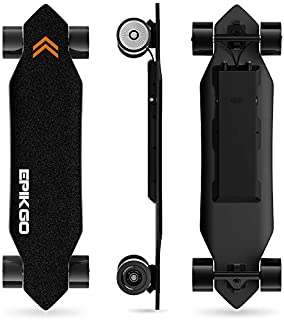 EPIKGO Electronic Skateboard for Riders with Smart Dual-Motors / 7 Ply Maple Deck/Wireless Remote Skateboard [Black, Part No. [SS-K02]]- Portable Cruiser Longboard/Skate Board -Great for Outdoor