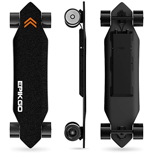 EPIKGO Electronic Skateboard for Riders with Smart Dual-Motors / 7 Ply Maple Deck/Wireless Remote Skateboard [Black, Part No. [SS-K02]]- Portable Cruiser Longboard/Skate Board -Great for Outdoor