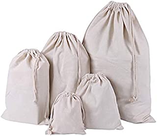 EZTecho Set of 5 Sizes Cotton Breathable Dust-proof Drawstring Storage Pouch String Bag for Handbags Purses Shoes