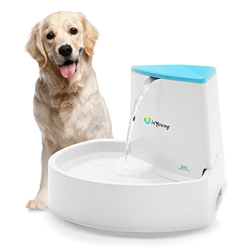 isYoung Pet Fountain, 84oz/2.5L Dog Fountain Automatic Water Dispenser for Dogs & Cats