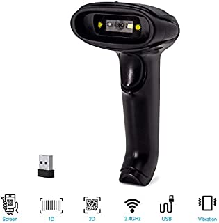 Alacrity 2D Wireless Barcode Scanner, Datamatrix QR Code PDF417 Handheld Barcode Reader for Screen and Printed Bar Code Scan, Works with Windows Mac Linux