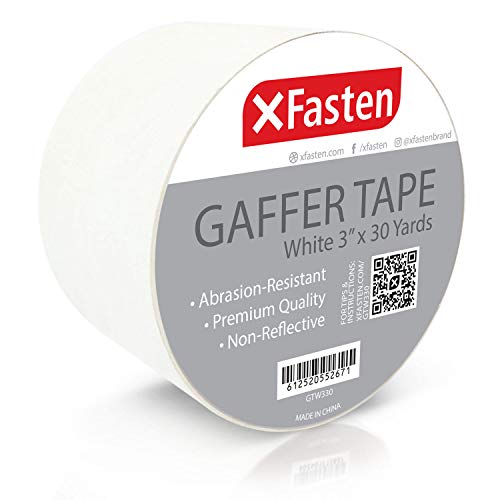 XFasten Professional Grade Gaffer Tape, 3 Inches x 30 Yards (White)