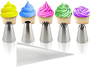 Classic.Simple.Good. Cupcake/Cake Decorating Kit, Easy Cake Decorating Tip Set, X-Large Stainless Steel Tips and Pastry Icing Bags, Extra Bonus Large Tip