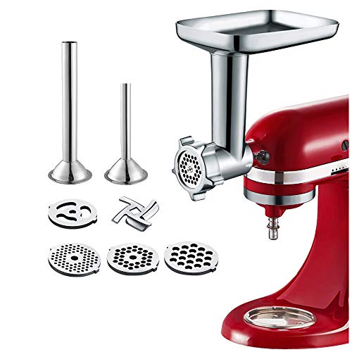 Gvode Food Meat Grinder Attachment for KitchenAid Stand Mixers Included 2 Sausage Stuffers