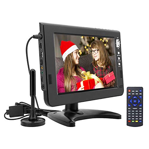 GJY 10.1 inch Portable TV Digital Multimedia ATSC+NTSC for Digital TV -USB Slot-Card Reader Function and Rechargeable Battery (not Support DVD disc Playback) Black