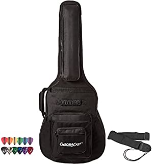 ChromaCast Acoustic Guitar 6-Pocket Padded Gig Bag with Guitar Strap and Pick Sampler