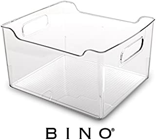 BINO Clear Plastic Storage Bin with Handles - Plastic Storage Bins for Kitchen, Cabinet, and Pantry Organization and Storage - Home Organizers and Storage - Refrigerator and Freezer Organizer Bins