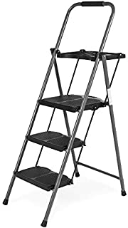 Best Choice Products Portable Folding 3-Step Ladder w/Rubber Feet Caps, 330lb Capacity