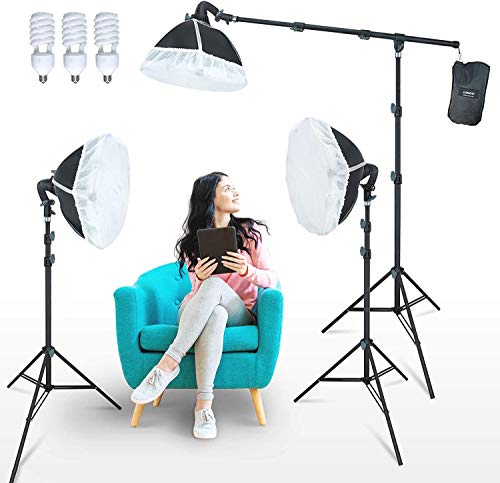 LINCO Lincostore Photography Studio Lighting Kit Arm for Video Continuous Lighting Shadow Boom Box Lights Set Headlight Softbox Setup with Daylight Bulbs AM262