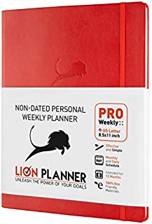 Daily & Weekly Planner by Power Place | Undated Planner, Calendar and Gratitude Journal to Increase Productivity, Time Management & Happiness | Vegan Leather Softcover, 12 Months Work Planner