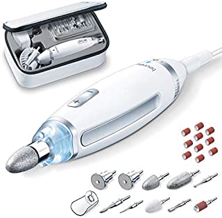 Beurer 24-piece Professional Manicure & Pedicure Nail Drill Kit | 10 Stainless Steel Attachm./10 Sanding Bands, 18 Speeds | Electric Nail File Set, Nails Care Tools, For Foot/Hand | Storage Case, MP62