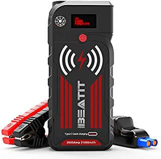 BEATIT G18 2000Amp Peak 12V Portable Jump Starter (Up to 8.0L Gas and Diesel Engine) 21000mAh Power Bank With Wireless Charger Smart Jumper Cables