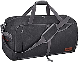 Canway 65L Travel Duffel Bag, Foldable Weekender Bag with Shoes Compartment for Men Women Water-proof & Tear Resistant (Panther Black, 65L)