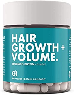 GT - Genesis Today - Hair Growth & Volume  High Potency 5,000 mcg Biotin Folate Healthy Hair Vitamin  90 Capsules