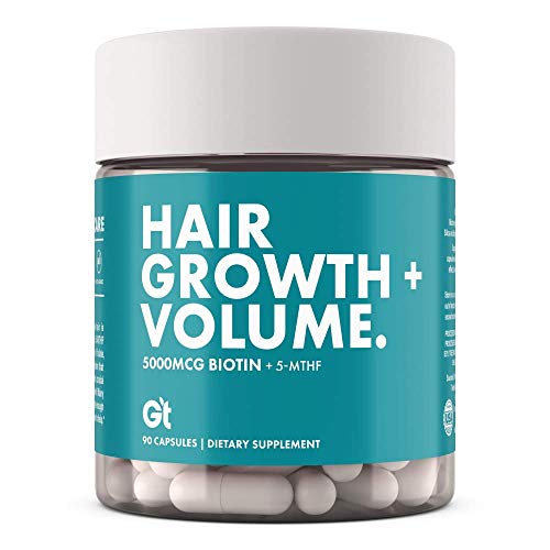 GT - Genesis Today - Hair Growth & Volume  High Potency 5,000 mcg Biotin Folate Healthy Hair Vitamin  90 Capsules