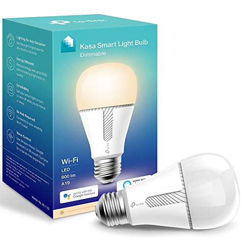 Kasa Smart KL110 Light Bulb, LED Smart Wi-Fi Alexa Bulbs works with Alexa and Google Home, A19 Dimmable, 2.4Ghz, No Hub Required, 800LM Soft White (2700K), 10W (60W Equivalent)