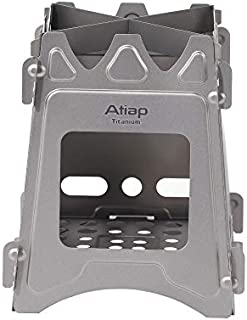 ATiAP Ultralight Titanium Wood Burning Stove Outdoor Camping Multi-Fuels Alcohol Stove BBQ Stove WS009ST-Ti (Wood Burning Stove)