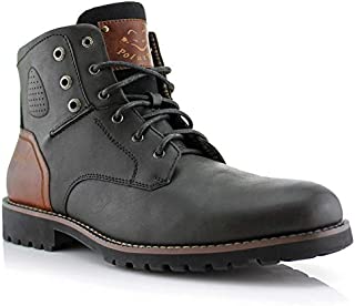 Polar Fox Homer MPX806036 Mens Casual Work Lace Up Classic Motorcycle Combat Boots - Black, Size 9.5