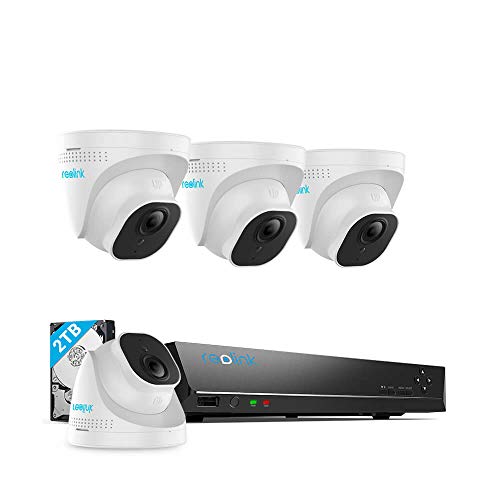 REOLINK 4K Poe Security Camera Systems, 8mp Security Camera 4pcs, 8CH NVR with 2TB HDD for 24x7 Recording, H.265 Night Vision Motion Detection ONVIF Wired Video Surveillance System RLK8-800D4