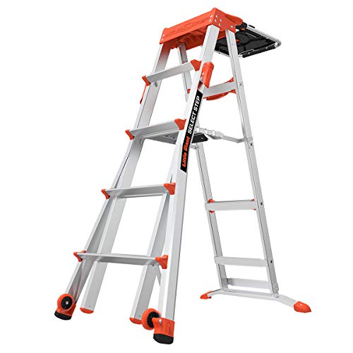 Little Giant Ladders, Select Step with AirDeck Accessory, 5-8 foot, Stepladder, Aluminum, Type 1A, 300 lbs weight rating, (15125-001)