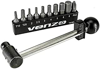 Venzo 1/4 Inch Driver Beam Torque Wrench Set - 2 to 10 Nm - Small Adjustable - Great Maintenance Tool For MTB, Mountain, Road Bike & Motorcycle - All Bits Are Included As a Kit - Bicycle Carbon Parts Essential Tool