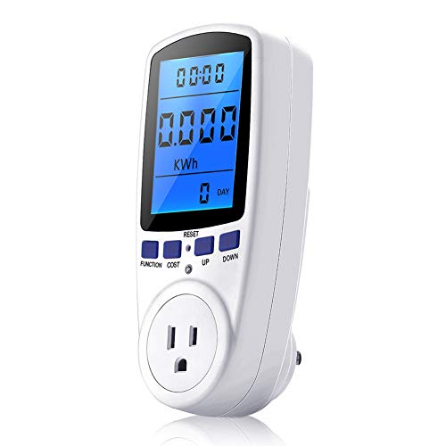 Power Meter Plug, Power Consumption Monitor Electricity Usage Monitor Analyzer Home Energy Consumption Analyzer with Digital LCD Display, Overload Protection and 7 Display Modes for Energy Saving