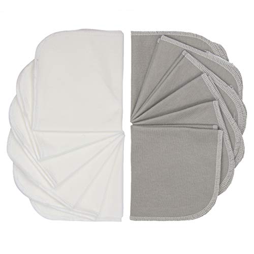 Kushies Baby Washcloths 12 Pack, Infant Washcloths, Ultra Soft Cloth Wipes, Bamboo Baby Washcloths in Grey/White, Baby Wash Cloth for Face & Body, Burp Cloths Unisex, Baby Muslin Washcloths Bulk Pack