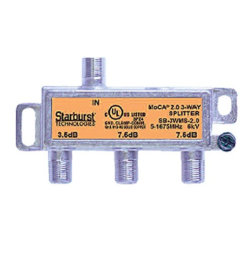 Starburst 3-Way Coax Splitter Horizontal SB-3WMS-2.0 MOCA 2.0 CATV FIOS Verizon Frontier Compatible