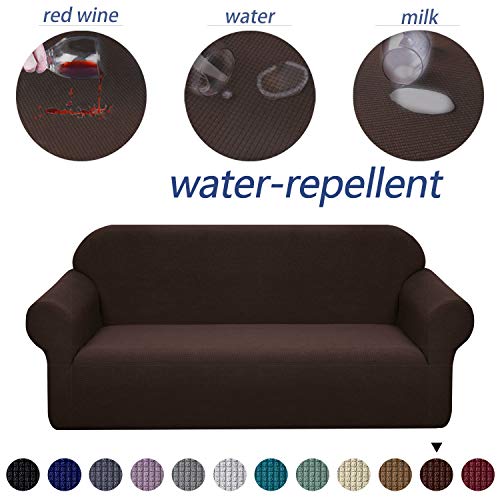 Granbest Premium Water Repellent Sofa Cover High Stretch Couch Slipcover Super Soft Fabric Couch Cover (Chocolate, XL Sofa)