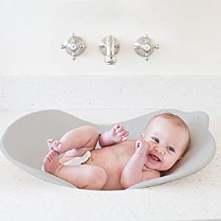 Puj Flyte - Compact Baby Bathtub - Infant, Newborn, 0-6 Months, in-Sink Baby Travel Bathtub, BPA Free, PVC Free (Grey)