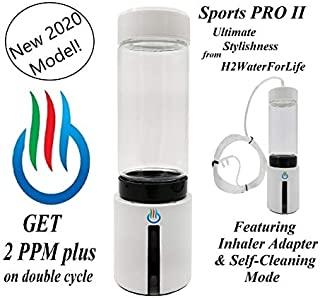 H2 USB Sport Pro II Portable Hydrogen Water Generator with Glass Bottle and Inhaler Adapter