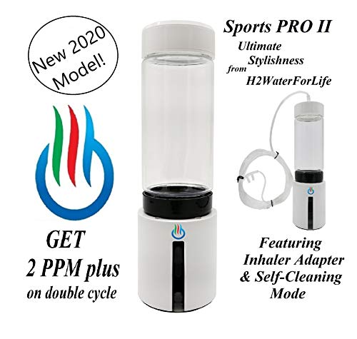 H2 USB Sport Pro II Portable Hydrogen Water Generator with Glass Bottle and Inhaler Adapter