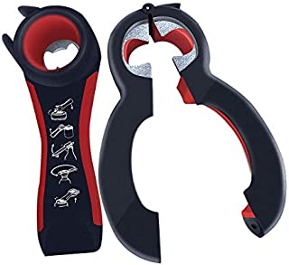 Multi Opener, All in One Multi Opener, Jar Opener, Bottle Opener, Twist Off Lid- 6 in 1 Multi Opener for Weak Hands, Arthritic Hands(2 pack)(Red)