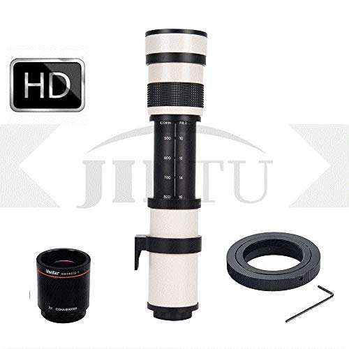 JINTU 420-800mm f/8.3 Manual Telephoto Zoom Camera Lenses for Canon EOS Rebel APS-C DSLR 60D, 77D, 70D, 80D, 650D, 750D, 7D, T7i, T7s, T7, T6s, T6i, T6, T5i, T5, SL2 SL1 Digital SLR + Bag