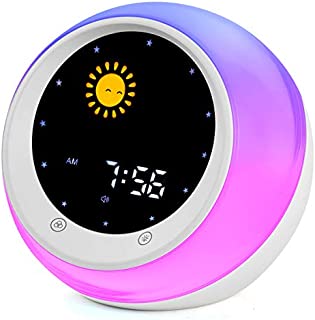I·CODE Sun & Moon Rise Kids Alarm Clock, Children's Sleep Trainer,Sleep Sound Machine, Wake Up Light & Night Light,Teach Kids Day & Night