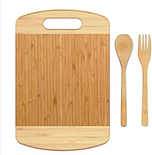 BamBoo Cutting Board - [3 Piece Set] Eco-Friendly Small Chopping Boards for Kitchen,Organic Bamboo Butcher Block and Serving Tray for Meat and Vegetables (12x8 Inch)