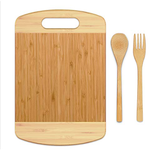 BamBoo Cutting Board - [3 Piece Set] Eco-Friendly Small Chopping Boards for Kitchen,Organic Bamboo Butcher Block and Serving Tray for Meat and Vegetables (12x8 Inch)