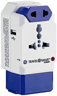 Travel Smart All-In-One Adapter with USB; 3 Outlets; US, Europe, UK, Italy, Spain, China