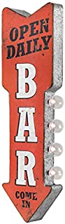 Bar Open Daily Reproduction Vintage Advertising Sign - Battery Powered LED Lights, Double Sided Metal Wall Mounted - 25 x 8 x 4 inches