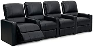 Octane Seating Octane Charger XS300 Leather Home Theater Recliner Set (Row of 4), Black