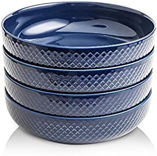 KOOV Ceramic Bowl, 46 OZ Pasta Bowls, Salad Bowl Set, Large Bowl For Eating, Dinner Bowls, Stackable Serving Bowls Set of 4 (Aegean)