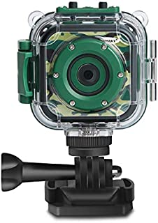 PROGRACE Children Kids Camera Waterproof Digital Video HD Action Camera 1080P Sports Camera Camcorder DV for Boys Birthday Holiday Gift Learn Camera Toys 1.77'' LCD Screen (Camouflage)