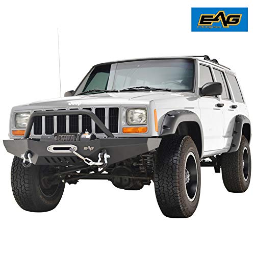 EAG Steel Front Bumper with Winch Plate Fit for 84-01 Cherokee XJ