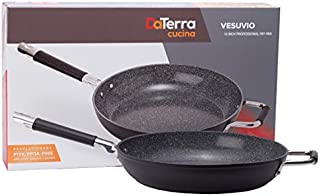 Vesuvio Ceramic Coated Nonstick Frying Pan, 13 Inch | Heat Resistant Silicone Handle | Durable, High Heat Aluminum Base with No PTFE, PFOA, Lead or Cadmium | Oven & Dishwasher Safe | Made In Italy