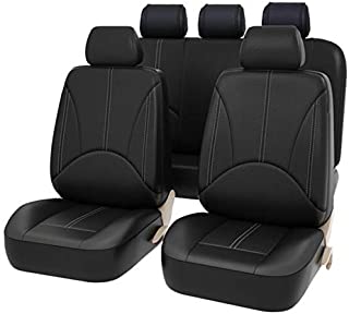 AUTO HIGH 11-Pieces Car Seat Covers Full Set - Premium Faux Leather Automotive Front and Back Seat Protectors - Fits Most Car Truck Van SUV, Black #1