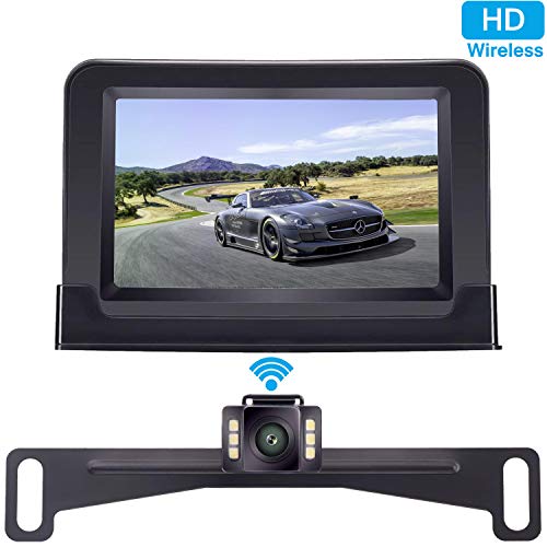 ZSMJ Wireless Backup Camera and 4.3'' Monitor Kit, HD Color, Suitable for Cars,SUVs,Minivans,Pickups IP69 Waterproof Rear/Front View Camera Guide Lines On/Off Reversing Use