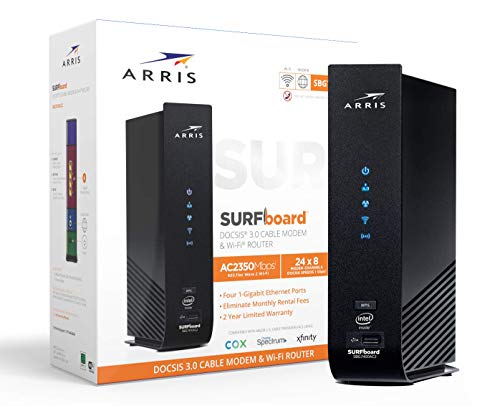 ARRIS SURFboard SBG7400AC2 DOCSIS 3.0 Cable Modem & AC2350 Dual-Band Wi-Fi Router, Approved for Cox, Spectrum, Xfinity & others (black)