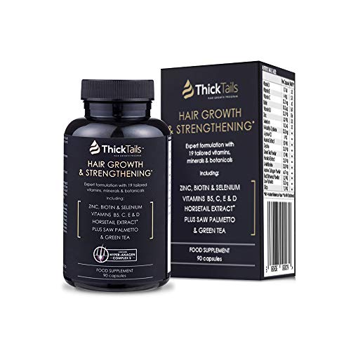 ThickTails Hair Growth Vitamins Supplement - Anti Hair Loss Regrowth Treatment for Women With Thinning Hair Due to Menopause And Stress. With Biotin Saw Palmetto Horsetail. DHT Blocker. 1 Month Supply